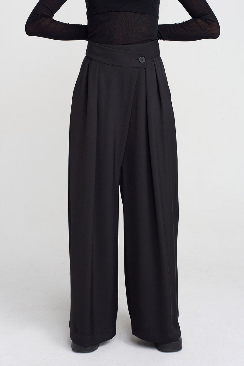 Nu Double-Breasted Palazzo Pants Black