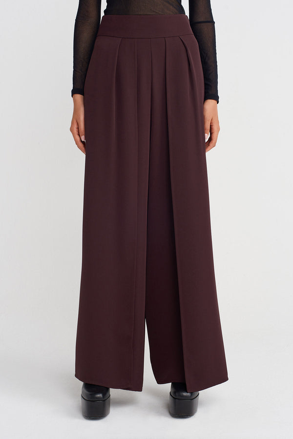 Nu High-Waisted Wide-Leg Trousers Eggplant