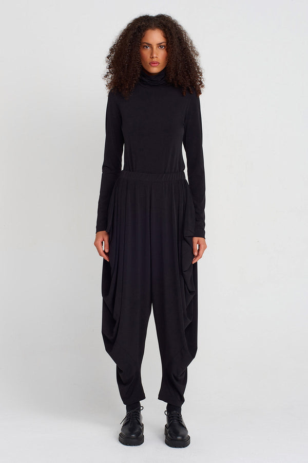 Nu Draped Jersey Harem Pants Black