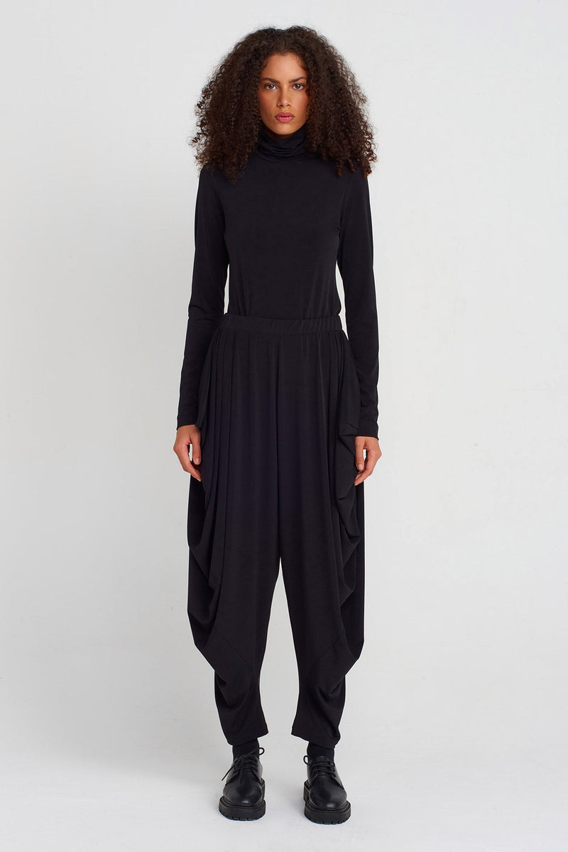 Nu Draped Jersey Harem Pants Black