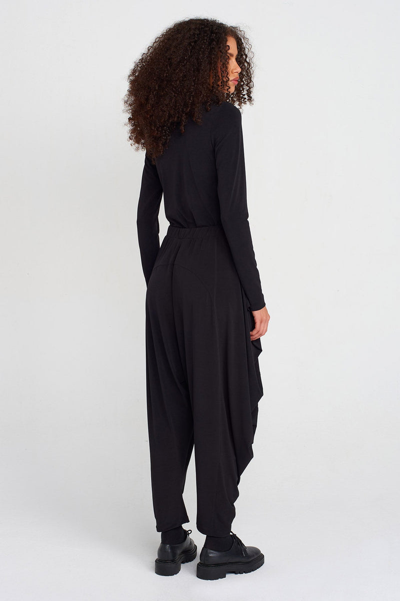 Nu Draped Jersey Harem Pants Black