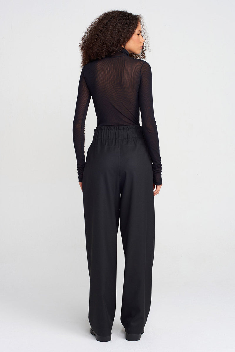 Nu Thick Fabric Pleated Palazzo Pants Black