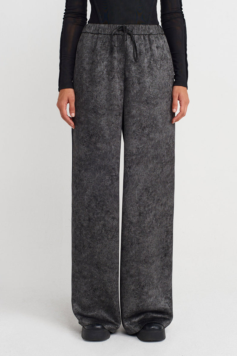 Nu Washed Effect Wide-Leg Trousers Off White/Black