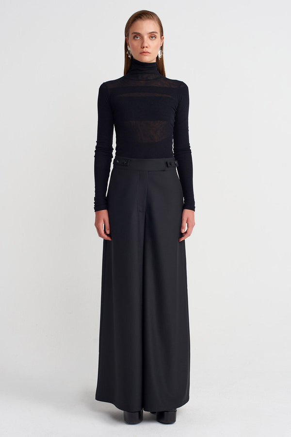 Nu Wool Palazzo Trousers Black