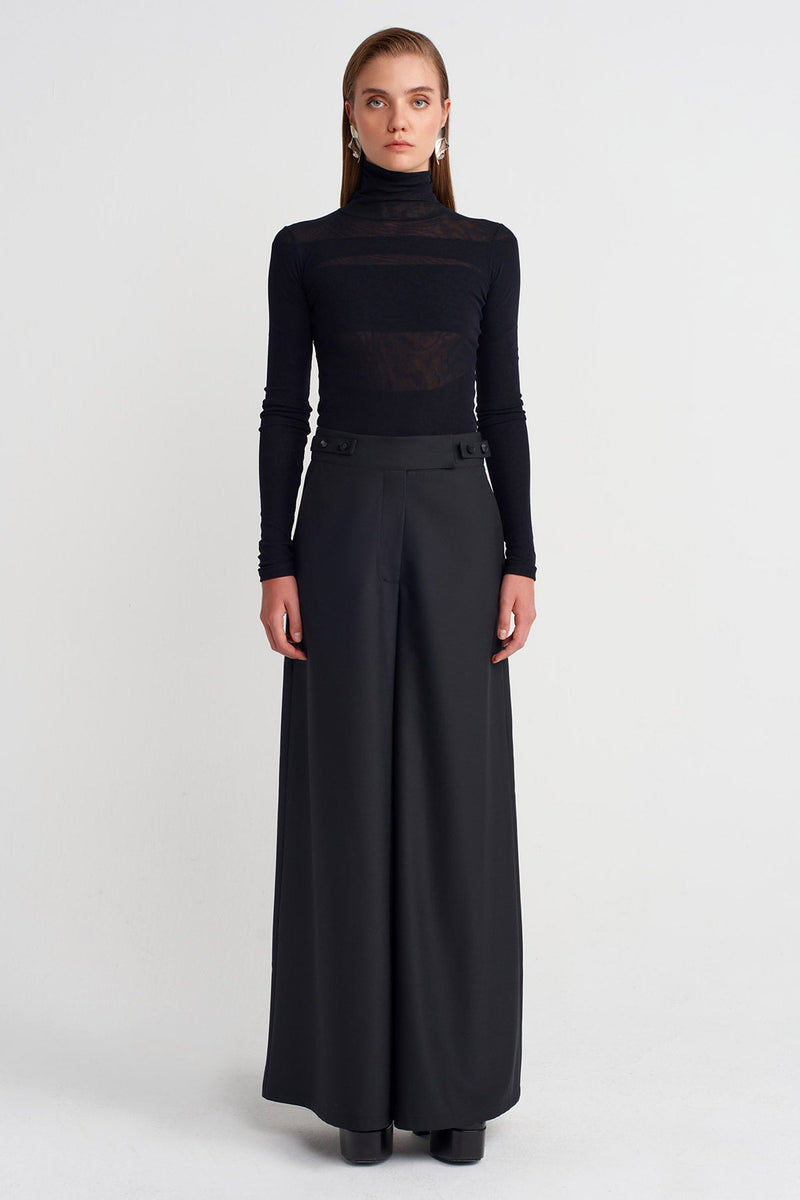 Nu Wool Palazzo Trousers Black