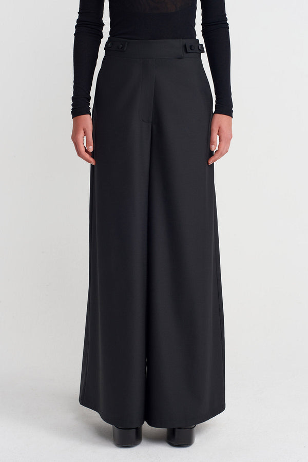Nu Wool Palazzo Trousers Black