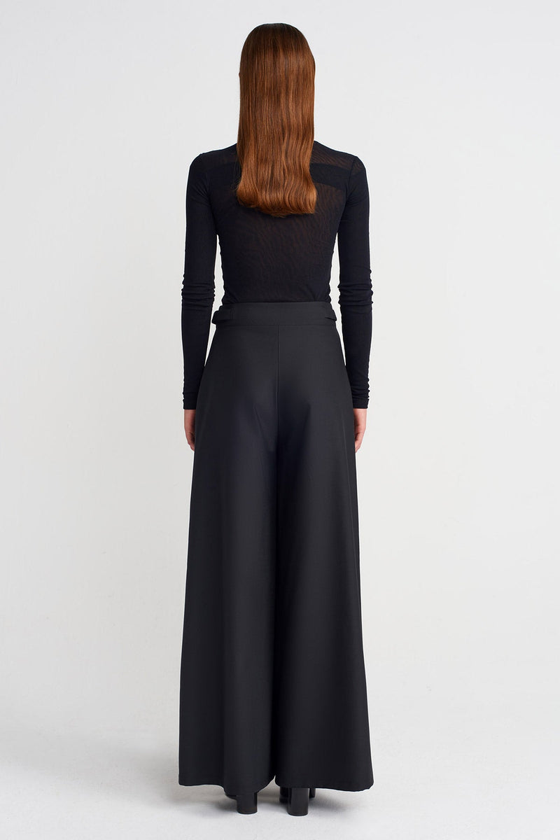 Nu Wool Palazzo Trousers Black