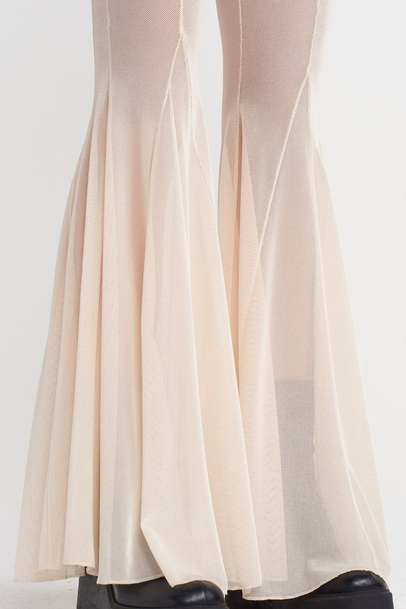 Nu Black Sheer Tulle Flared Trousers Natural