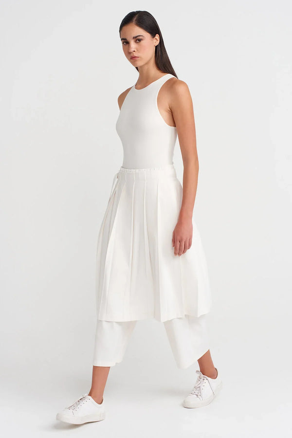 Nu Pleated Skirted Trousers Off White