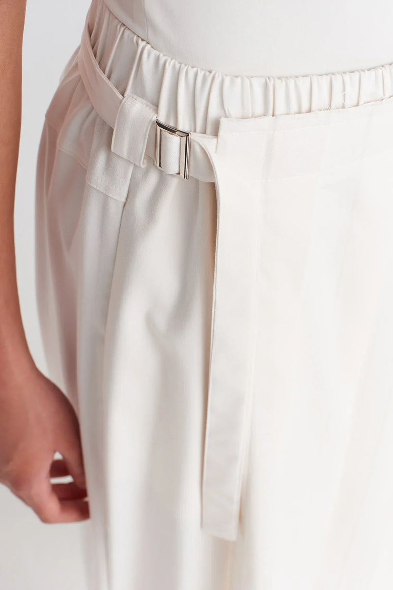 Nu Pleated Skirted Trousers Off White