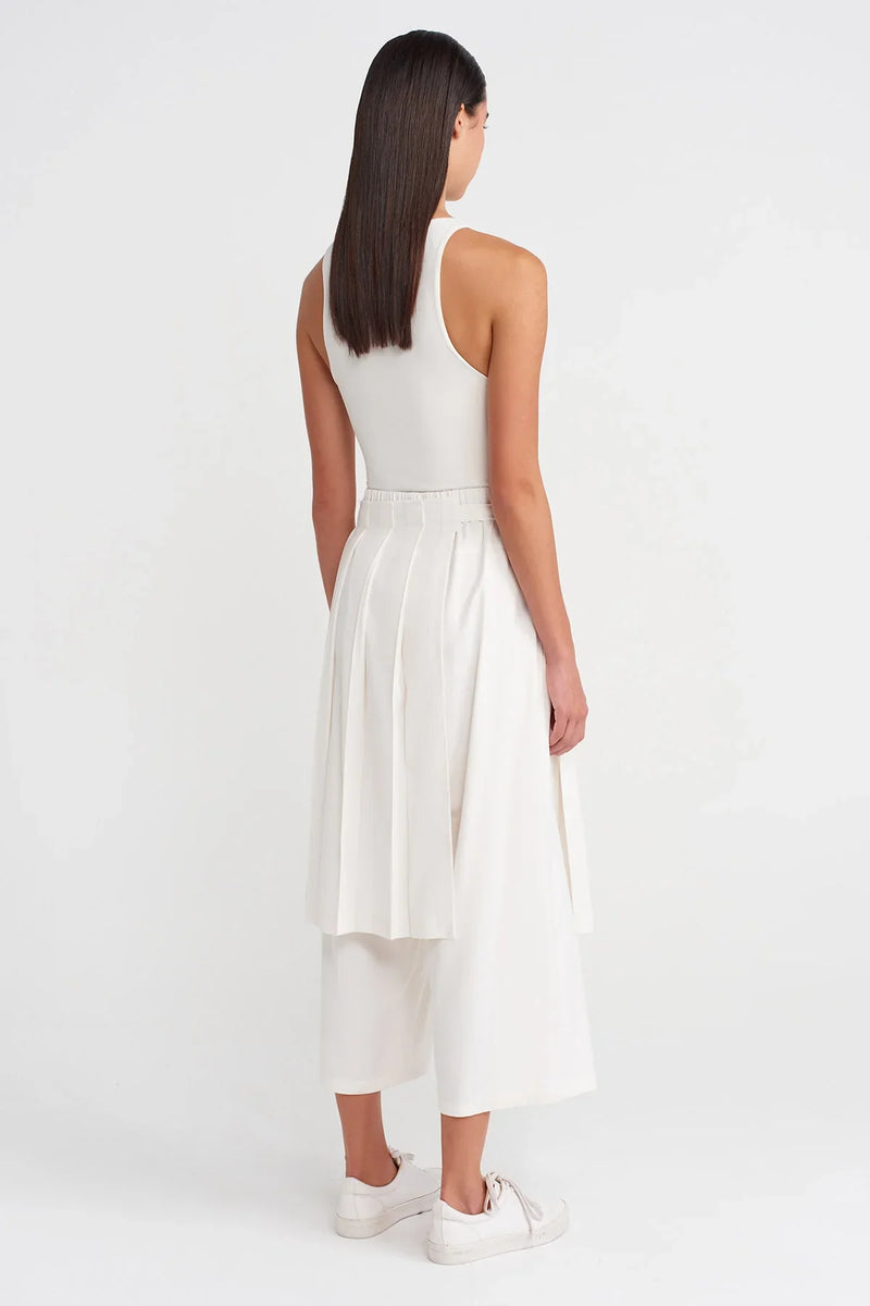 Nu Pleated Skirted Trousers Off White