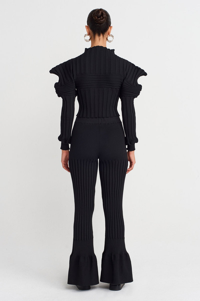 Nu High Waist Knitted Trousers Black