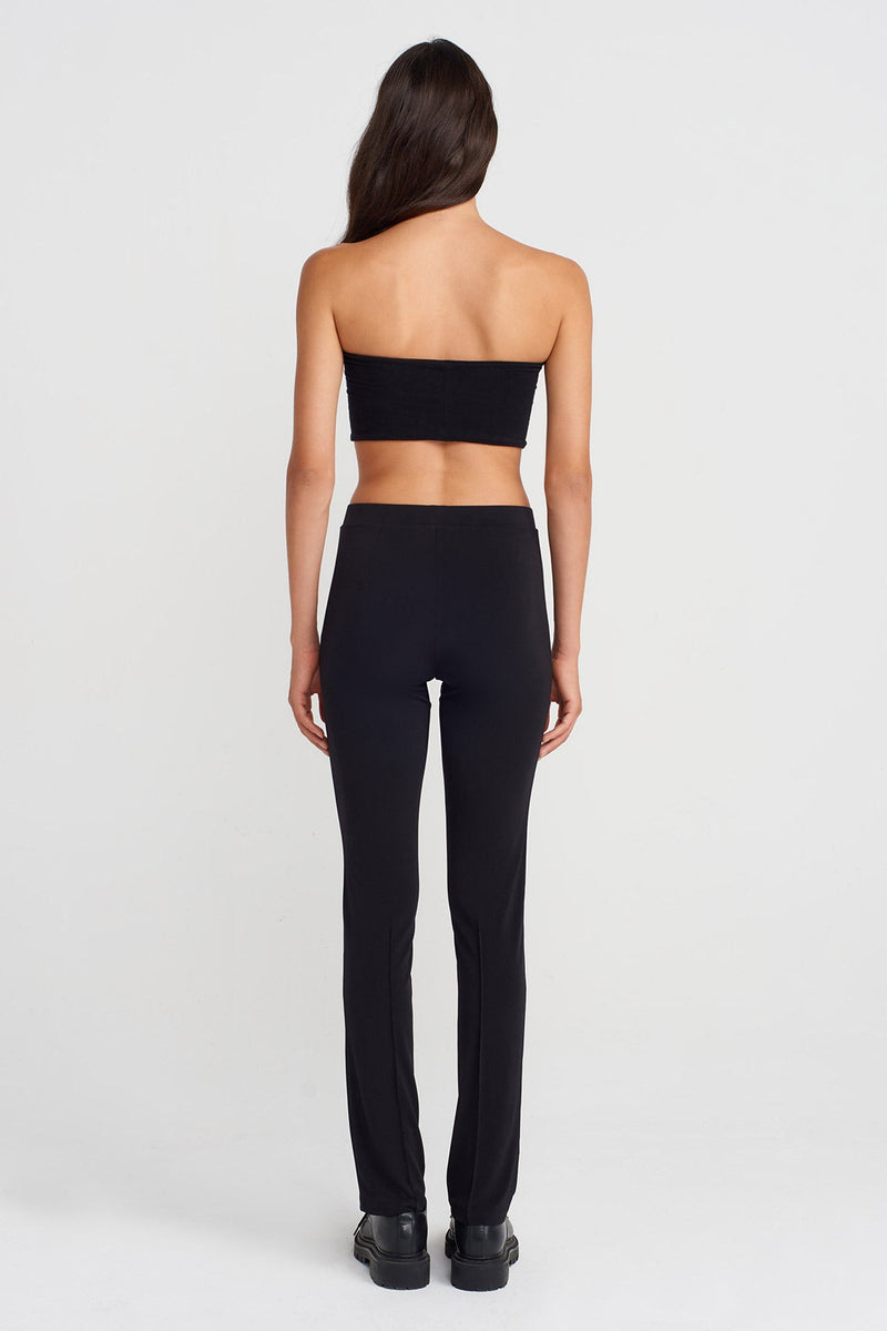 Nu Slim Fit Jersey Pants With Crease Detail Black