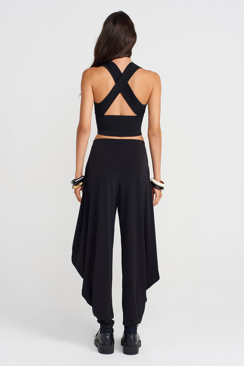 Nu Jersey Pants With Side Drapes Black