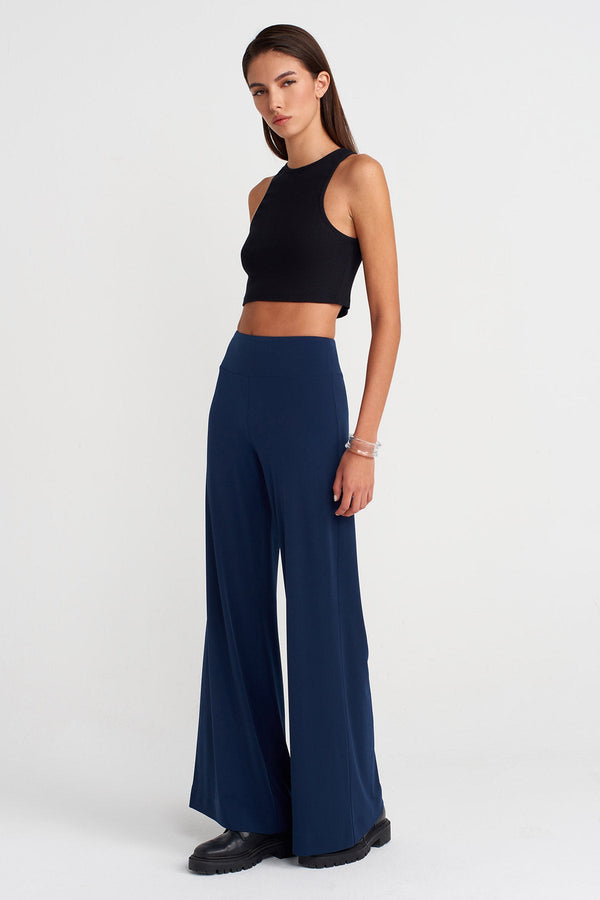 Nu Wide Leg Jersey Trousers Blue+Black