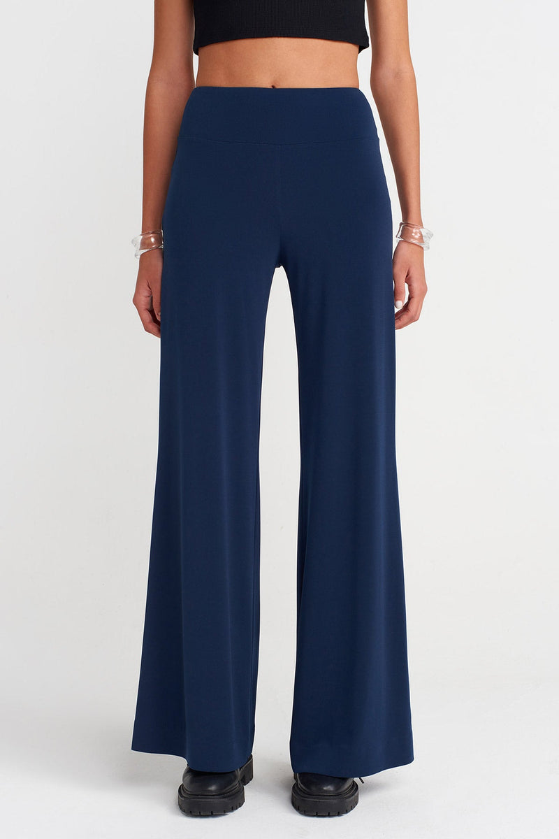 Nu Wide Leg Jersey Trousers Blue+Black