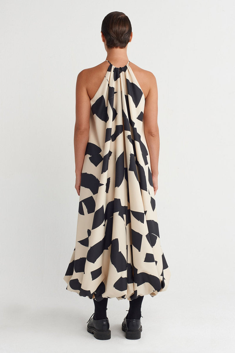 Nu Patterned Long Balloon Dress Multi Color