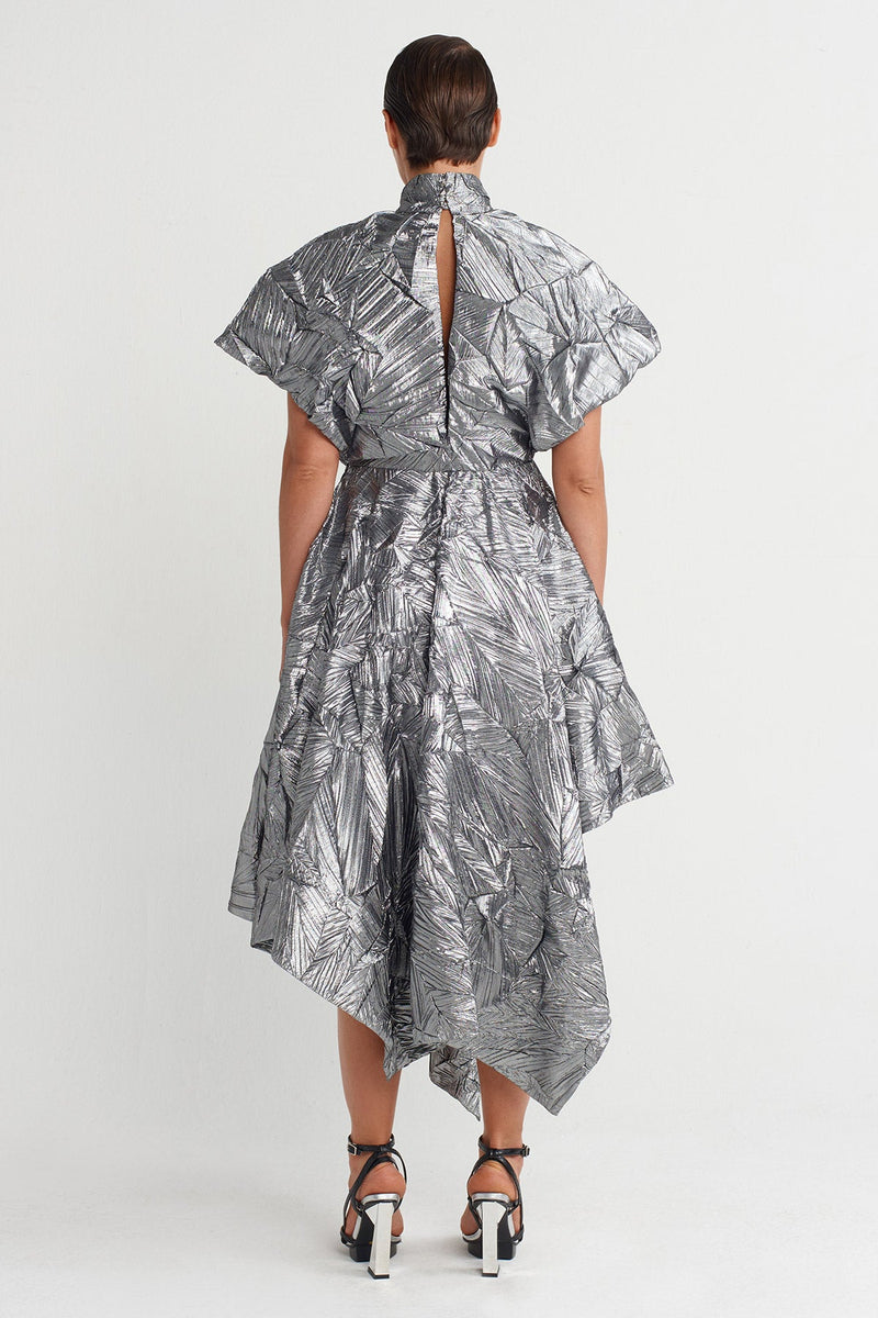 Nu Patterned Asymmetrical Dress Silver