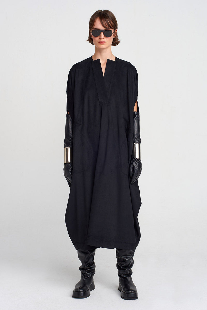 Nu Suede Look, Kaftan Dress Black