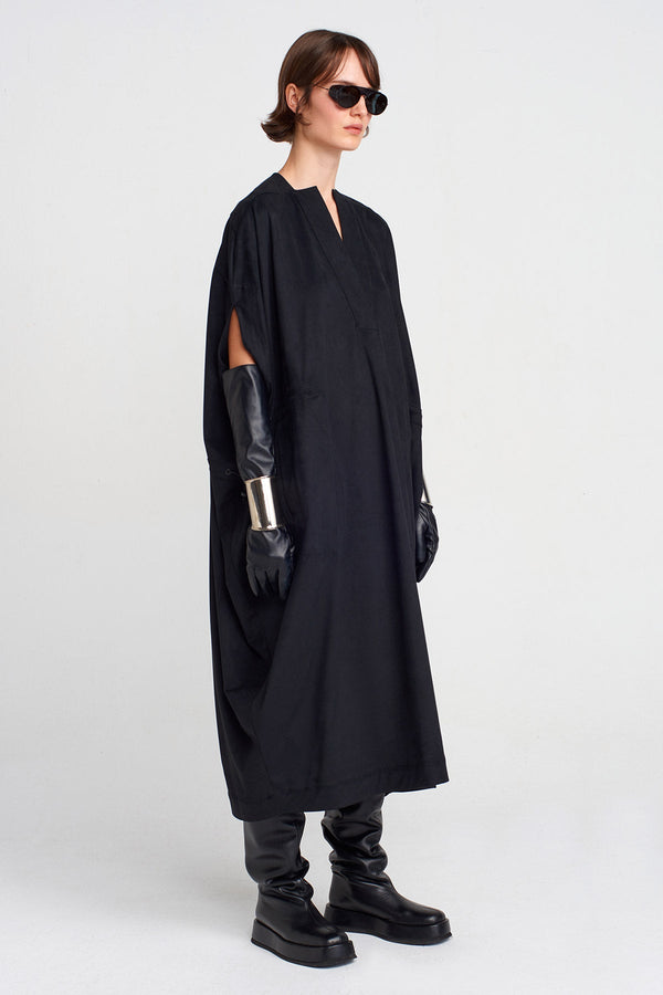 Nu Suede Look, Kaftan Dress Black