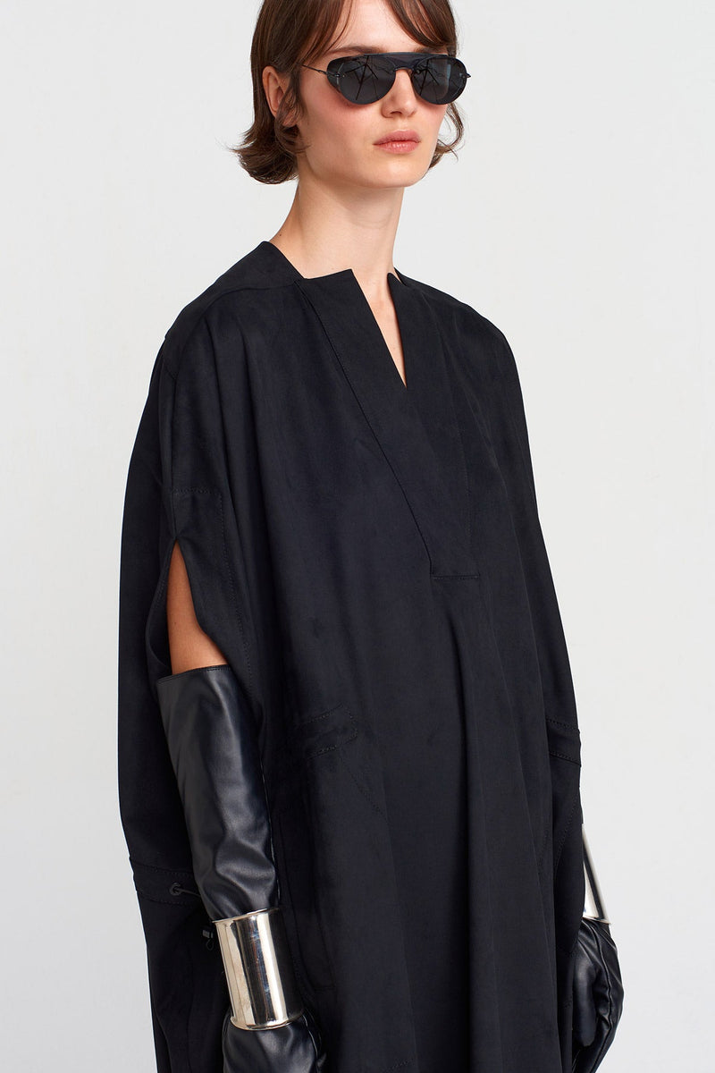 Nu Suede Look, Kaftan Dress Black