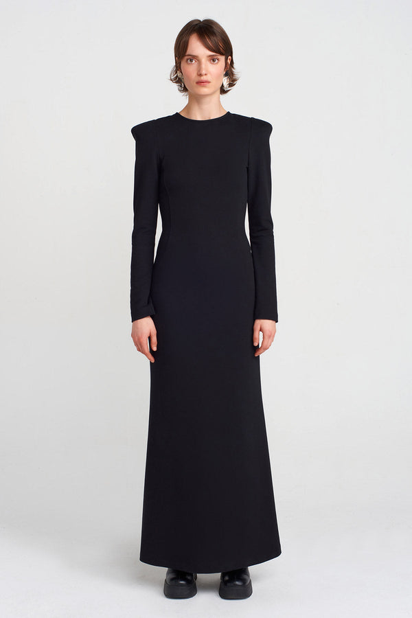 Nu Padded Long Dress Black