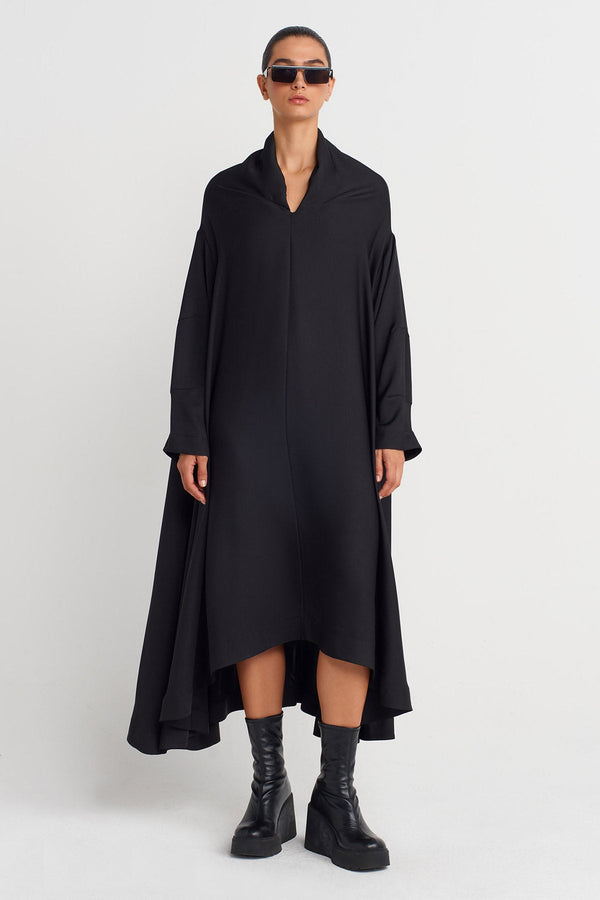 Nu Asymmetric Cut Maxi Dress Black