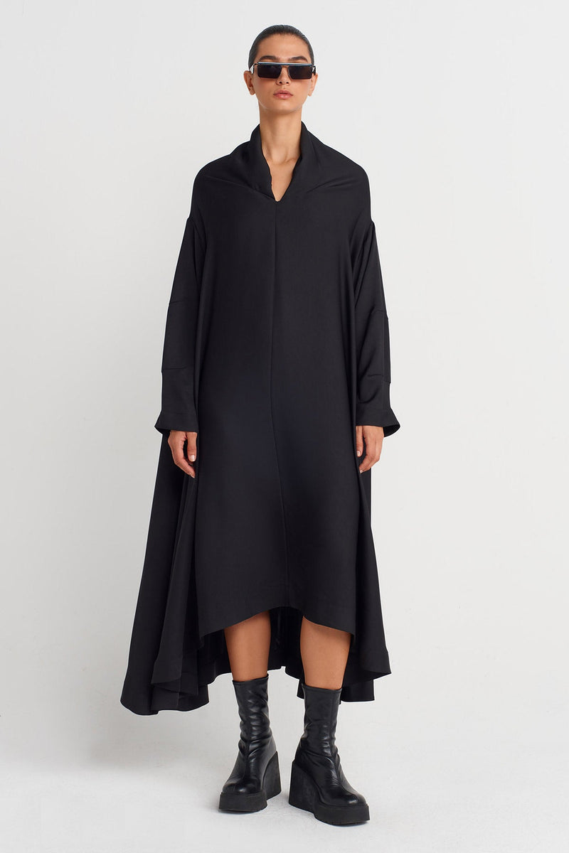 Nu Asymmetric Cut Maxi Dress Black