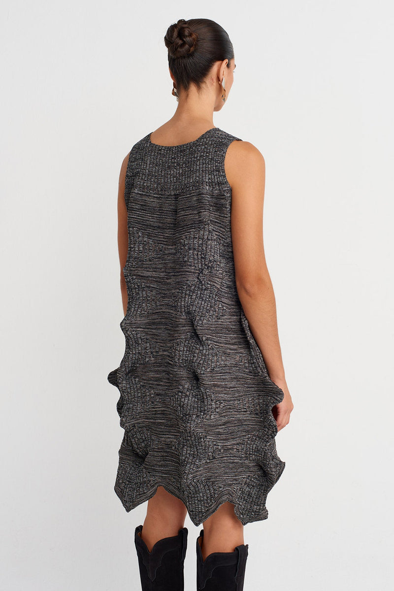 Nu Origami Textured Knit Dress Black