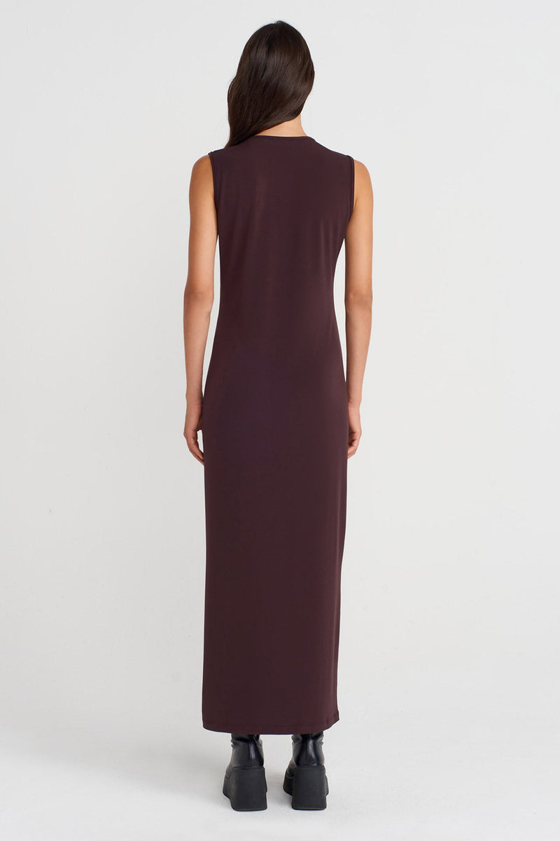 Nu Long Jersey Dress Eggplant