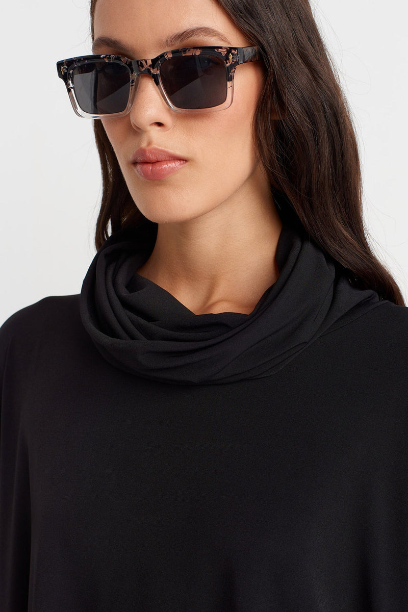 Nu Oversized Jersey Dress With Draped Neckline Black