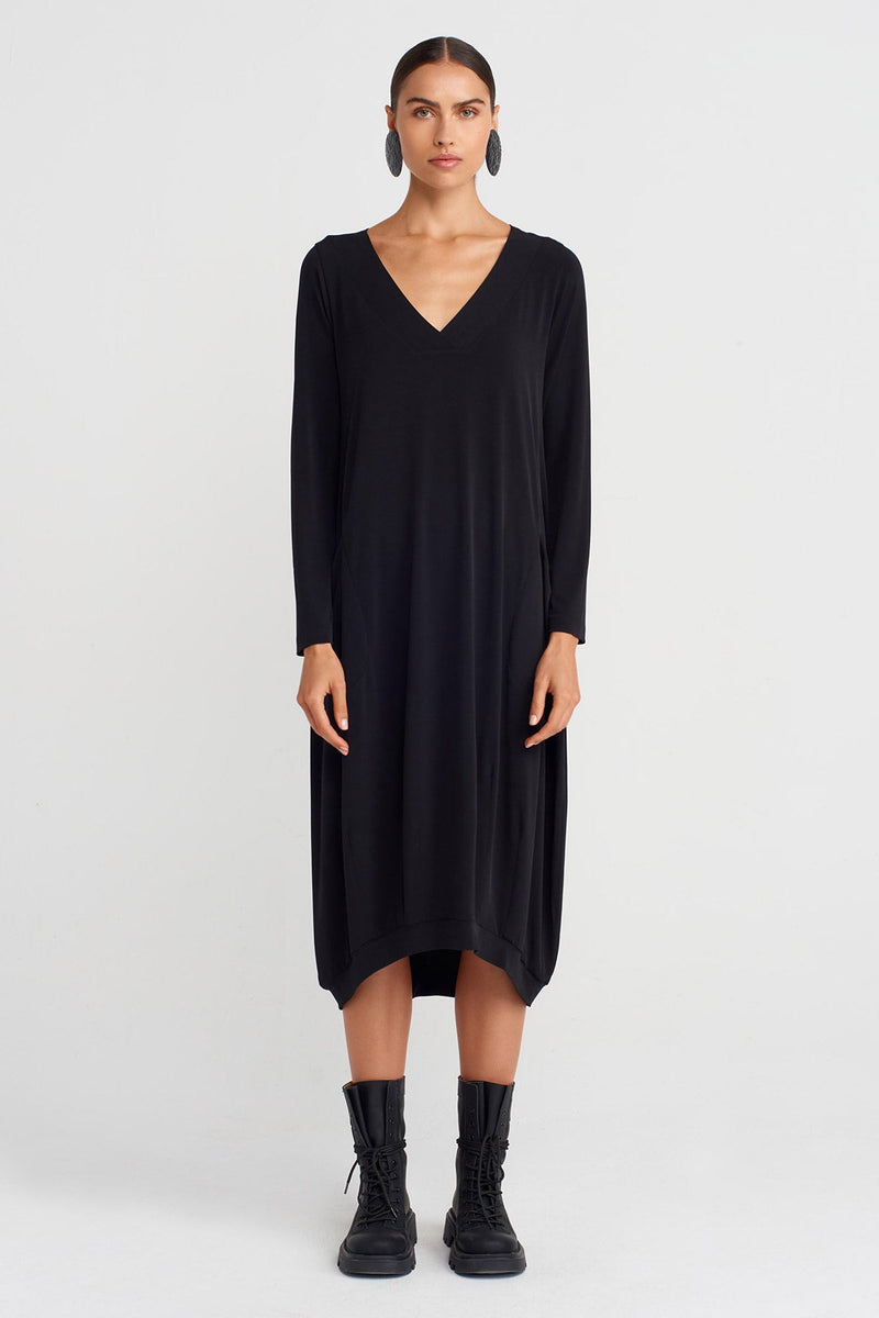 Nu V-Neck Jersey Dress Black