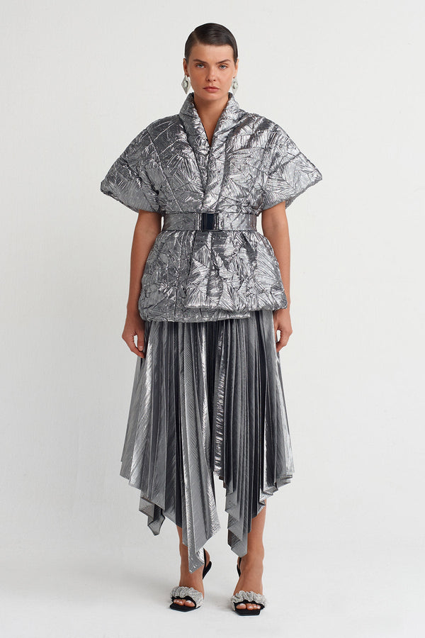 Nu Patterned Puff Jacket Silver