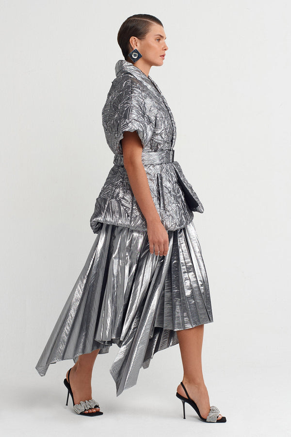 Nu Patterned Puff Jacket Silver