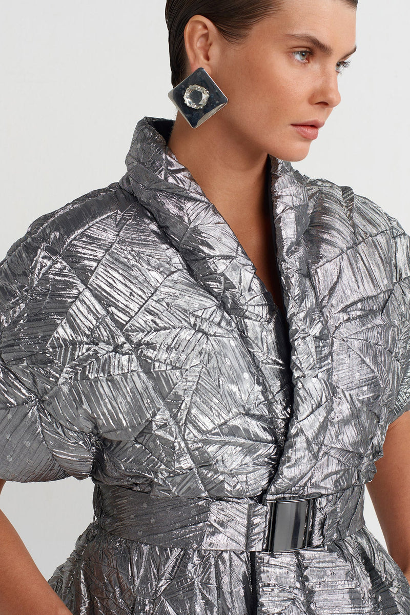 Nu Patterned Puff Jacket Silver