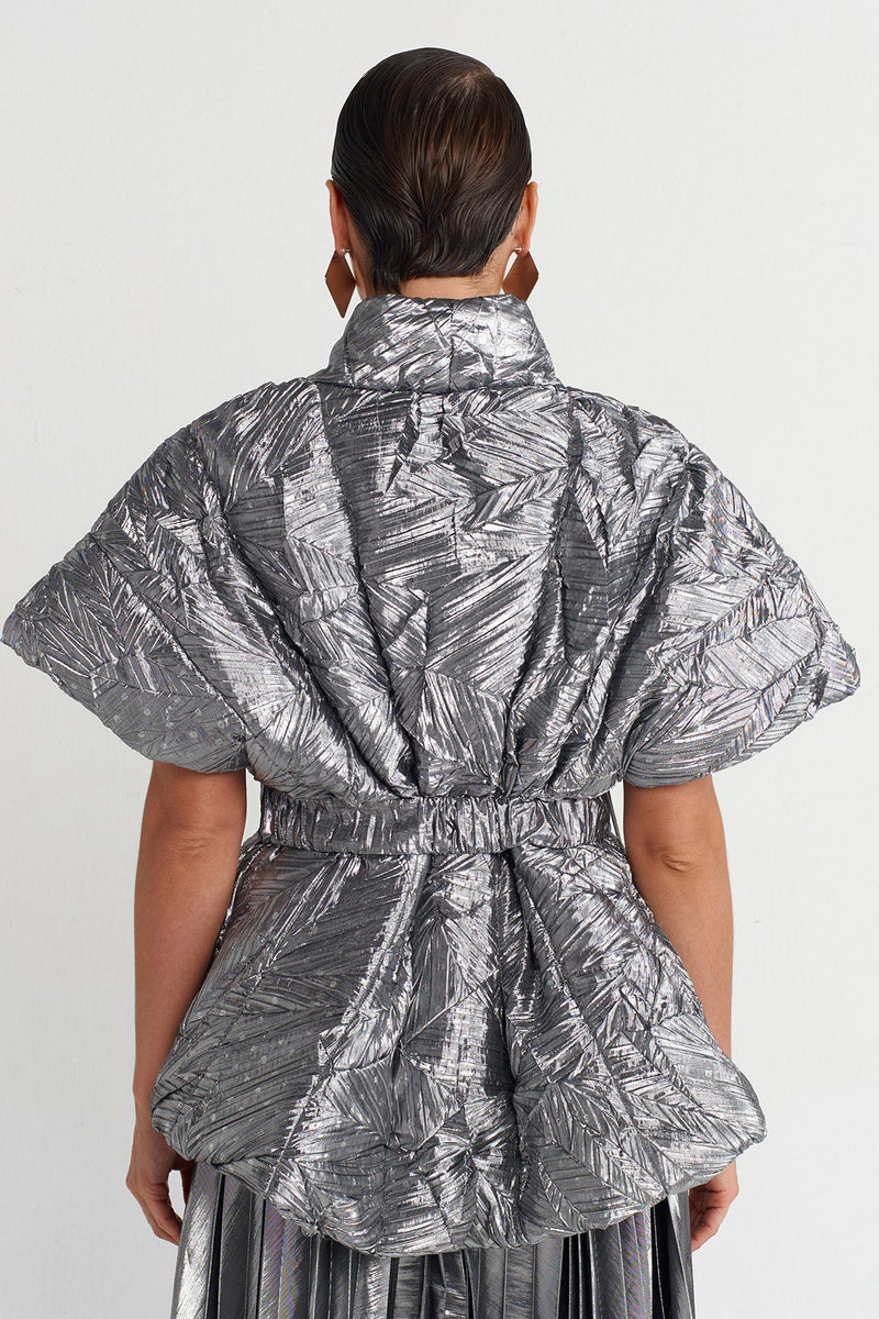 Nu Patterned Puff Jacket Silver