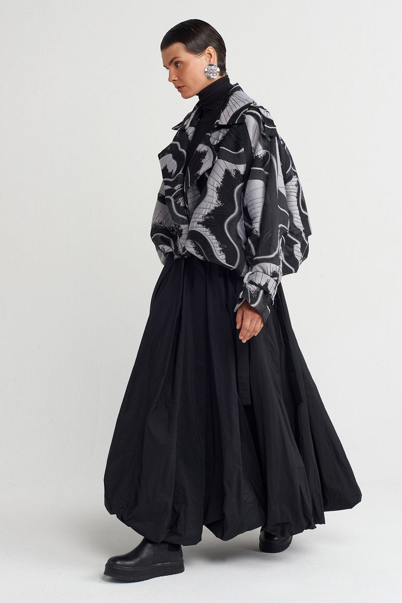 Nu Patterned Oversize Jacket Black Combo