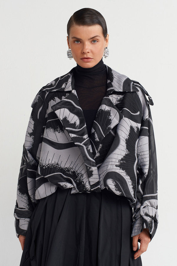 Nu Patterned Oversize Jacket Black Combo