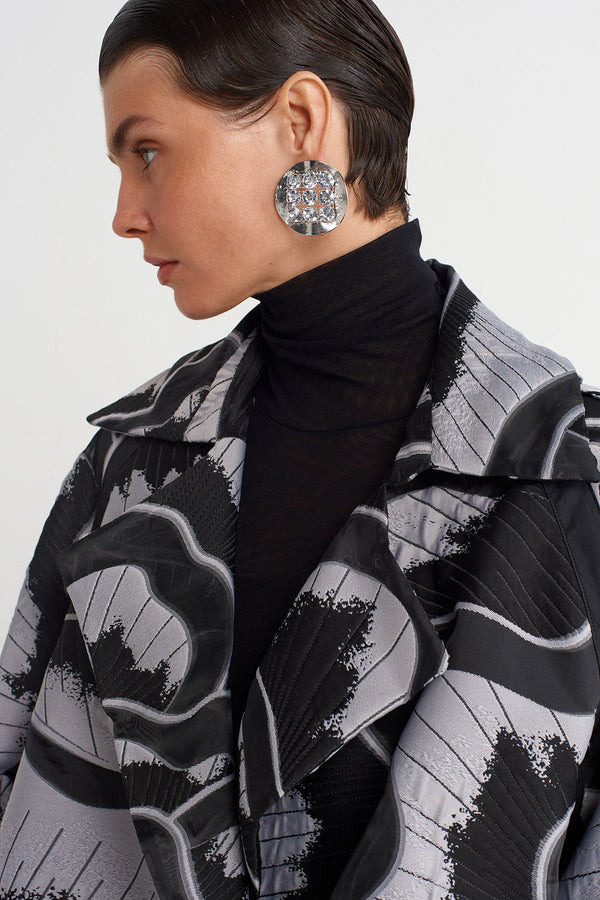 Nu Patterned Oversize Jacket Black Combo