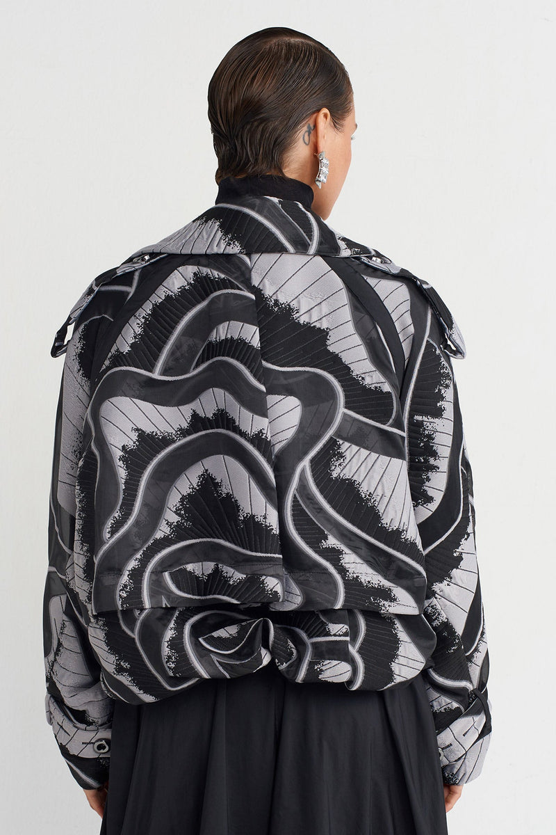 Nu Patterned Oversize Jacket Black Combo