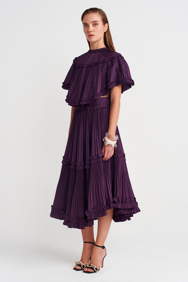 Nu Taffeta Cape Crop Jacket Violet