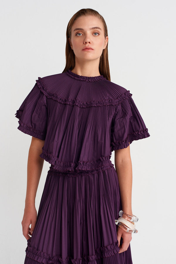 Nu Taffeta Cape Crop Jacket Violet
