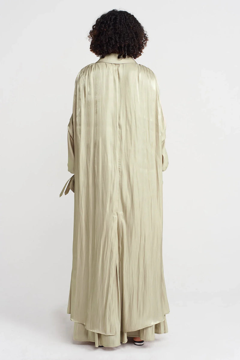 Nu Shiny Long Loose Trench Coat Sand