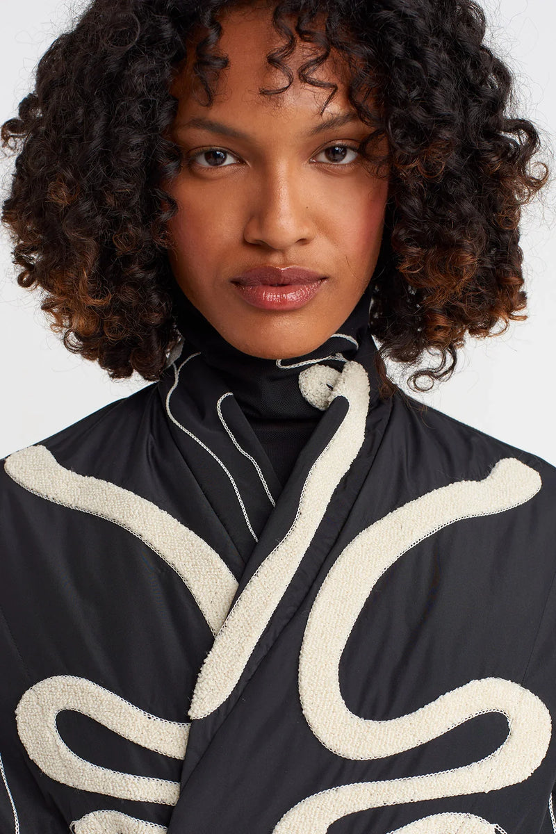 Nu Embroidered Taffeta Samurai Vest Natural/Black