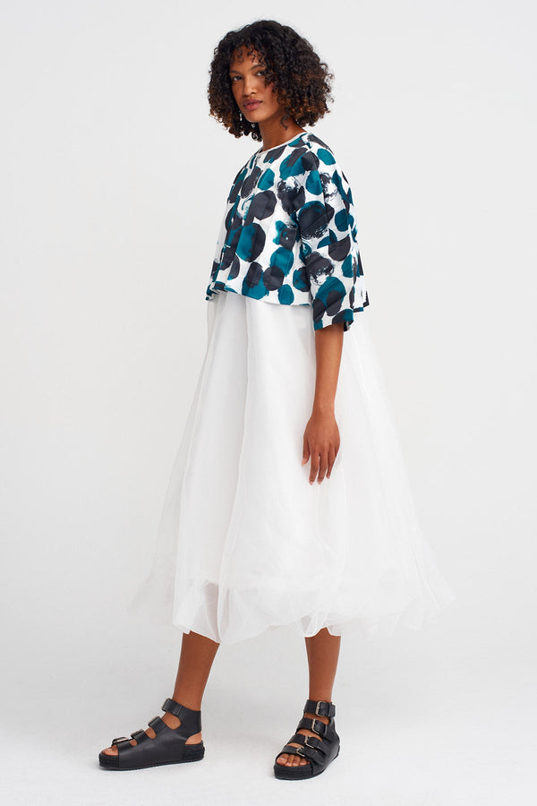 Nu Patterned Pleated Short Jacket Multi Color