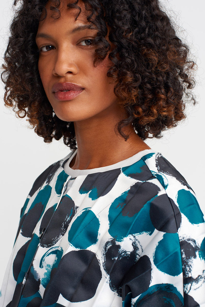 Nu Patterned Pleated Short Jacket Multi Color