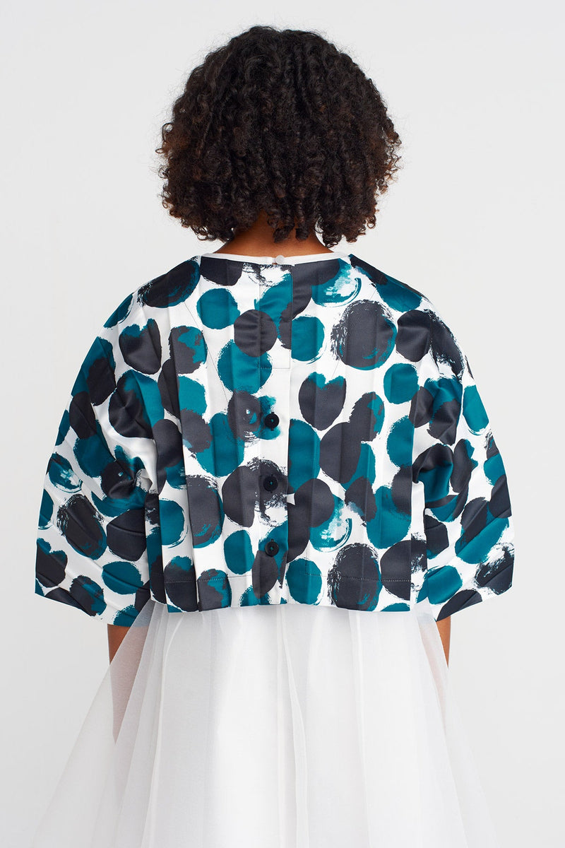 Nu Patterned Pleated Short Jacket Multi Color