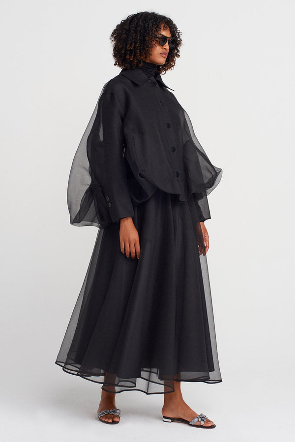 Nu Organza Puffy Jacket Black