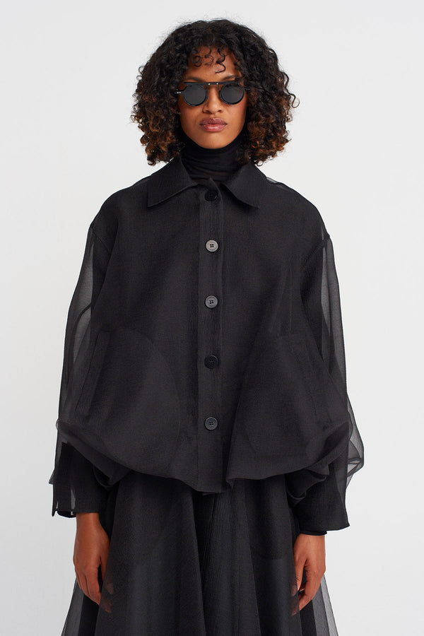 Nu Organza Puffy Jacket Black