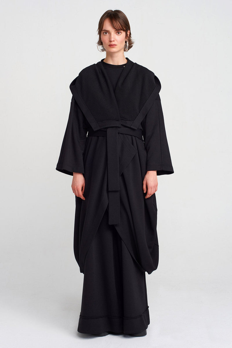 Nu Waist-Tied Long Jacket Black